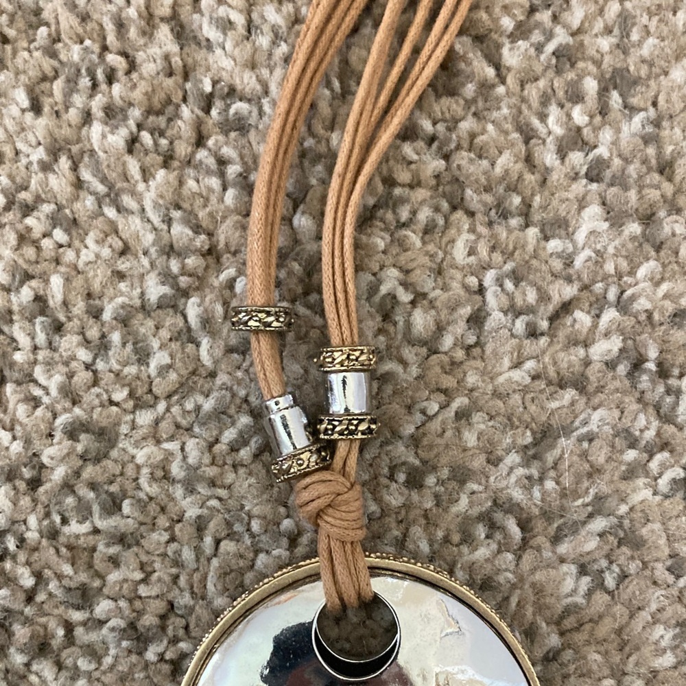 Chic Gold and Tan Pendant Necklace - Picture 4 of 4